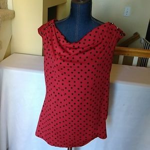 Roz & Ali red polka dot shirt